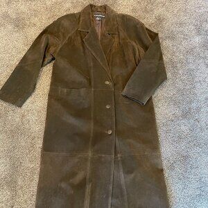 Long Brown Leather trench coat